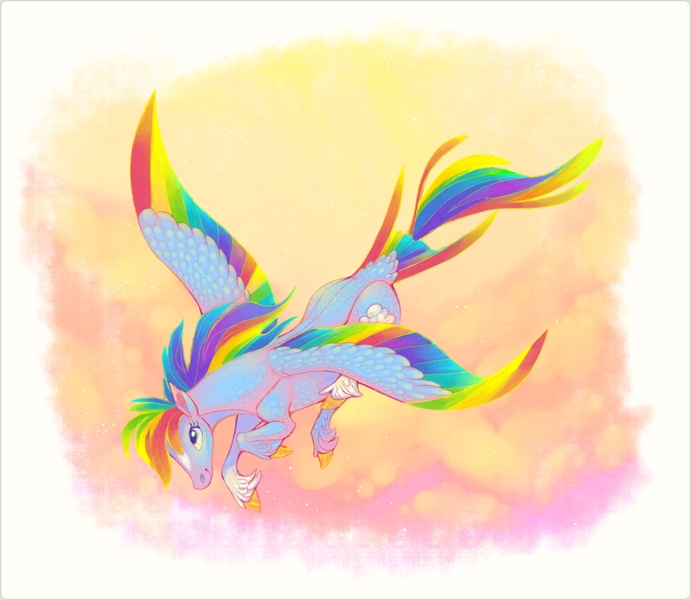 Size: 1223x1062 | Tagged: artist:thiscrispykat, body markings, cloud, colored wings, colored wingtips, color porn, cute, daaaaaaaaaaaw, derpibooru import, flying, rainbow dash, safe, solo, tail feathers, unshorn fetlocks