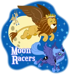 Size: 3500x3656 | Tagged: artist:toonicorn, crossover, derpibooru import, flying, king moonracer, moon, princess luna, rudolph the red nosed reindeer, s1 luna, safe, simple background, stars, transparent background