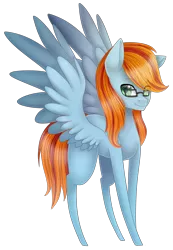 Size: 1302x1885 | Tagged: safe, artist:bonniebatman, derpibooru import, oc, unofficial characters only, pegasus, pony, glasses, male, simple background, solo, spread wings, stallion, traditional art, transparent background