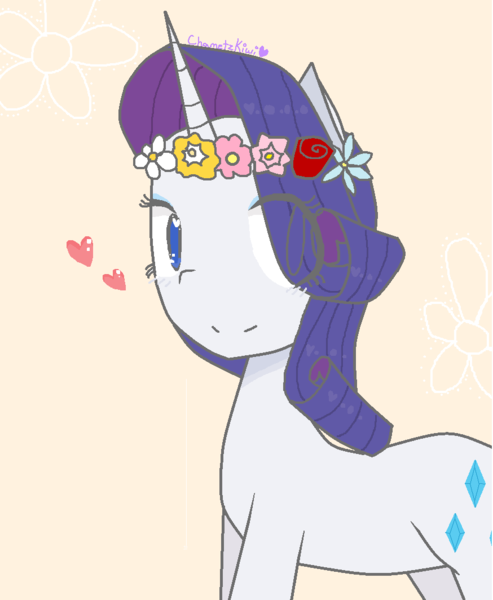 Size: 874x1064 | Tagged: safe, artist:chametzkiwi, derpibooru import, rarity, heart, solo