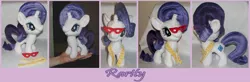 Size: 1200x393 | Tagged: artist:krumm33, derpibooru import, glasses, hand, irl, measuring tape, mini, photo, plushie, rarity, safe, solo