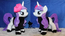 Size: 5952x3355 | Tagged: artist:vegeto-uchihaportgas, artist:wolly, beatnik rarity, beret, clothes, derpibooru import, fabulous, hat, irl, lidded eyes, photo, plushie, rarity, safe, shoes, solo, sweater