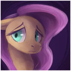 Size: 1024x1024 | Tagged: artist:lacedharlot, bust, derpibooru import, fluttershy, looking away, portrait, safe, solo, worried