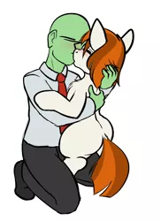 Size: 616x847 | Tagged: safe, artist:duop-qoub, derpibooru import, oc, oc:anon, oc:brave, unofficial characters only, human, pony, blushing, holding a pony, human male, human male on mare, human on pony action, interspecies, kissing, male, simple background, straight, white background