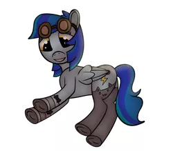 Size: 4000x3500 | Tagged: safe, artist:anonpony1, derpibooru import, oc, oc:stormy skies, unofficial characters only, pegasus, pony, aviator goggles, base used, cat socks, clothes, goggles, lying down, side, simple background, socks, solo, white background