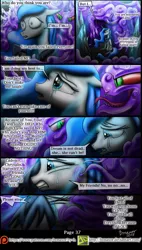 Size: 1200x2114 | Tagged: artist:bonaxor, comic, comic:corruption, crying, dark magic, derpibooru import, king sombra, magic, princess luna, safe, sharp teeth, teeth