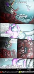 Size: 1200x2580 | Tagged: semi-grimdark, artist:bonaxor, derpibooru import, king sombra, princess celestia, princess luna, alicorn, pony, comic:corruption, comic, crystal heart, female, hostage, mare, true form