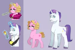 Size: 3000x2000 | Tagged: aristocrat, artist:pikokko, beauty mark, brother and sister, cigarette, cigarette holder, derpibooru import, fake moustache, flower, oc, oc:bloody rose, oc:floret, offspring, parent:prince blueblood, parent:rarity, parents:rariblood, reference sheet, safe, unofficial characters only