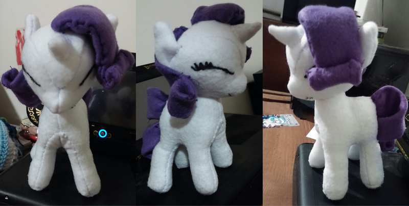 Size: 1666x842 | Tagged: artist:kimikonyanchan, blank flank, derpibooru import, eyes closed, irl, photo, plushie, rarity, safe, solo