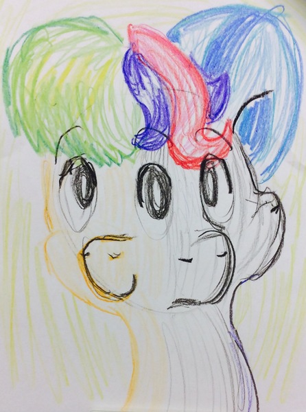 Size: 1423x1916 | Tagged: artist:andandampersand, bust, derpibooru import, doodles, multiple heads, oc, oc:andandampersand, portrait, safe, three faces, three-headed pony, three heads, traditional art, unofficial characters only