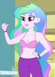 Size: 520x720 | Tagged: suggestive, derpibooru import, edit, edited screencap, editor:ah96, screencap, princess celestia, equestria girls, belly button, bra, breast edit, breasts, busty princess celestia, cleavage, clothes, female, pants, pink underwear, principal celestia, solo, solo female, underwear, underwear edit