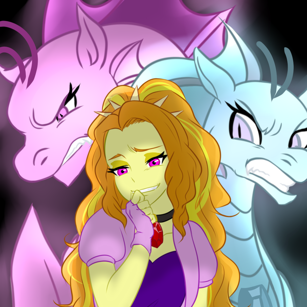 Size: 1000x1000 | Tagged: safe, artist:raika0306, derpibooru import, adagio dazzle, aria blaze, sonata dusk, hippocampus, merpony, siren, equestria girls, rainbow rocks, evil grin, gem, grin, jewelry, necklace, pendant, siren gem, smiling, the dazzlings, trio