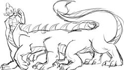 Size: 1217x684 | Tagged: adult spike, artist:peripericote, derpibooru import, dragon, multiple limbs, older, paws, post-transformation, safe, solo, spike, taur, taur train, transformation