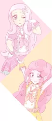 Size: 377x873 | Tagged: safe, artist:nemucure, derpibooru import, fluttershy, pinkie pie, equestria girls, clothes, dress, solo