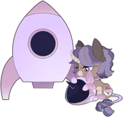 Size: 1000x951 | Tagged: safe, alternate version, artist:curiouskeys, derpibooru import, oc, oc:curious keys, oc:poniranger, unofficial characters only, hinny, pony, unicorn, alter ego, chibi, clothes, costume, cutiemark swap, disguise, helmet, hero, simple background, solo, space, spaceship, spacesuit, sticker, transparent background