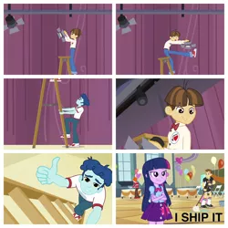 Size: 3264x3264 | Tagged: safe, derpibooru import, edit, edited screencap, screencap, curly winds, heath burns, some blue guy, teddy t. touchdown, twilight sparkle, wiz kid, equestria girls, equestria girls (movie), shipper on deck, shipping, text, time to come together, twilight the shipper, wizwinds
