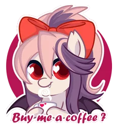 Size: 600x650 | Tagged: safe, artist:xwhitedreamsx, derpibooru import, oc, oc:sweet velvet, unofficial characters only, bat pony, pony, bow, chibi, coffee, cup, female, hair bow, heart eyes, mare, simple background, solo, transparent background, wingding eyes