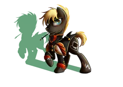 Size: 1400x992 | Tagged: safe, artist:elmutanto, derpibooru import, oc, oc:black gallant, unofficial characters only, earth pony, pony, fallout equestria, fallout equestria: crimson tide, armor, black, black coat, blonde, blonde mane, blue eyes, bushy tail, celebrity, cigarette, cigarette holder, clothes, cutie mark, fallout, handsome, handsome face, male, necktie, pauldron, playboy, playcolt, red shirt, simple background, smoking, solo, stallion, transparent background, tuxedo, uniform, uniform fetish