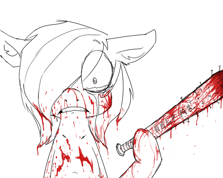 Size: 1024x819 | Tagged: artist:yashathebasher, blood, crying, derpibooru import, grimdark, oc, oc:yashathebasher, solo, stick, unofficial characters only