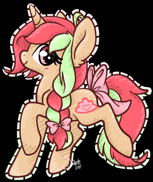 Size: 800x954 | Tagged: safe, artist:coffeecuppup, derpibooru import, oc, oc:thimble, unofficial characters only, pony, unicorn, bow, braid, female, hair bow, mare, solo, tail bow