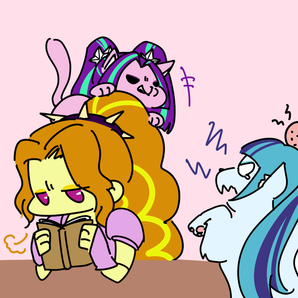 Size: 1000x1000 | Tagged: safe, artist:raika0306, derpibooru import, adagio dazzle, aria blaze, sonata dusk, cat, equestria girls, rainbow rocks, book, catified, cute, nyaria blaze, reading, species swap, the dazzlings, trio