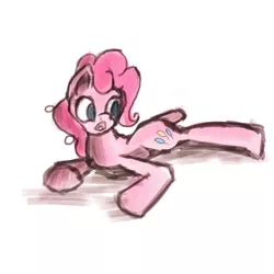 Size: 2000x2000 | Tagged: artist:ivacatherianoid, derpibooru import, drawalong, mlpds, pinkie pie, prone, safe, simple background, sketch, solo, white background