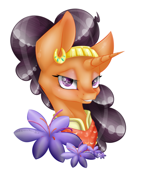 Size: 1024x1191 | Tagged: safe, artist:themagicfantasy, derpibooru import, saffron masala, spice up your life, bust, heart eyes, portrait, solo, wingding eyes