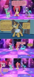 Size: 960x2158 | Tagged: safe, derpibooru import, edit, edited screencap, screencap, azure velour, doctor horse, doctor stable, flashdancer, pacific glow, pinkie pie, earth pony, pony, read it and weep, the cutie re-mark, the saddle row review, alternate timeline, crystal war timeline, drug use, drugs, gritted teeth, lying, male, mdma, ptsd, screencap comic, stallion