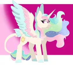 Size: 4500x4000 | Tagged: safe, artist:scarletskitty12, derpibooru import, princess celestia, classical unicorn, colored wings, colored wingtips, leonine tail, multicolored wings, solo, tail feathers