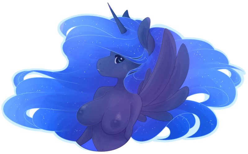 Size: 900x561 | Tagged: anthro, artist:captivelegacy, breasts, busty princess luna, derpibooru import, female, nipples, nudity, princess luna, questionable, simple background, solo, solo female, spread wings, transparent background