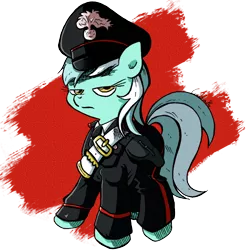 Size: 1000x1000 | Tagged: safe, artist:labba94, derpibooru import, lyra heartstrings, pony, unicorn, carabinieri, clothes, female, gendarme, hat, image, italy, lidded eyes, looking at you, mare, out of character, peaked cap, png, police, solo, uniform