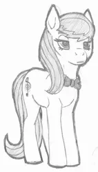 Size: 1225x2152 | Tagged: artist:breadworth, bowtie, derpibooru import, monochrome, octavia is not amused, octavia melody, safe, sketch, solo, traditional art, unamused