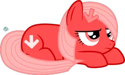 Size: 2500x1513 | Tagged: safe, artist:arifproject, derpibooru import, oc, oc:downvote, ponified, unofficial characters only, pony, derpibooru, derpibooru ponified, hair accessory, meta, prone, simple background, solo, transparent background, upset, vector