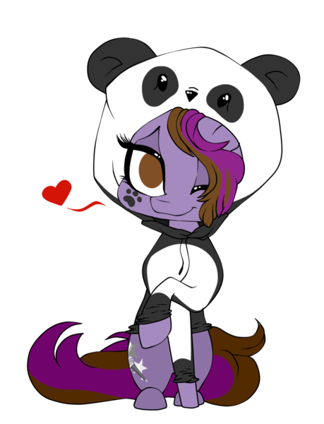 Size: 859x1123 | Tagged: safe, artist:xxmissteaxx, derpibooru import, oc, oc:symphony diamond, unofficial characters only, earth pony, pony, animal costume, clothes, costume, female, mare, panda costume, simple background, solo, transparent background