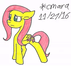 Size: 672x629 | Tagged: artist:cmara, derpibooru import, fluttershy, safe, solo, traditional art