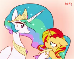 Size: 1640x1316 | Tagged: safe, artist:akainu_pony, derpibooru import, princess celestia, sunset shimmer, alicorn, pony, unicorn, begging, comforting, crying, cute, cutelestia, female, floppy ears, forgiveness, heartwarming in hindsight, looking at each other, mare, momlestia fuel, shimmerbetes, smiling, the prodigal sunset