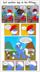 Size: 900x1599 | Tagged: artist:radspyro, brainy smurf, comic, derpibooru import, papa smurf, ponified, safe, smurfs, the smurfs