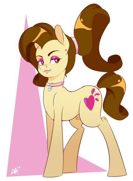 Size: 446x606 | Tagged: questionable, artist:shelltoon, derpibooru import, oc, oc:heart throb, unofficial characters only, earth pony, pony, collar, ear piercing, earring, eyeshadow, femboy, jewelry, lipstick, makeup, male, nudity, piercing, sheath, solo, solo male, trap