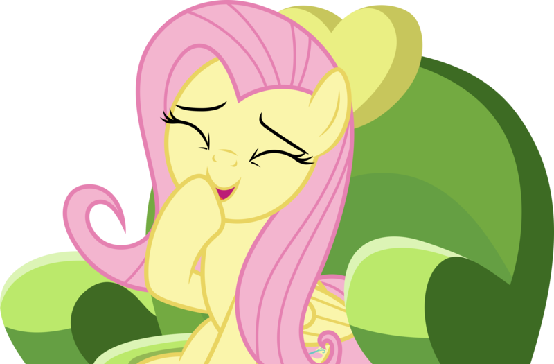 Size: 5000x3283 | Tagged: artist:dashiesparkle, couch, cute, derpibooru import, fluttershy, giggling, make new friends but keep discord, safe, shyabetes, simple background, solo, transparent background, vector