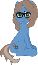 Size: 3147x5333 | Tagged: safe, artist:techarmsbu, derpibooru import, oc, oc:versatile gears, unofficial characters only, pony, unicorn, 2017 community collab, derpibooru community collaboration, cutie mark, glasses, simple background, solo, transparent background, vector