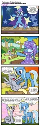 Size: 615x1920 | Tagged: safe, artist:pencils, derpibooru import, derpy hooves, trixie, pony, comic:fluttershy's anti-adventures, comic:trixie's anti-adventures, bipedal, comic, cute, derpabetes, dialogue, diatrixes, eyes closed, frown, glare, heartwarming, log, open mouth, pencils is trying to murder us, raised hoof, sigh, sitting, sleeping, slice of life, smiling, spread wings, sweet dreams fuel, trixie's cape, trixie's hat, unamused, underhoof, yawn