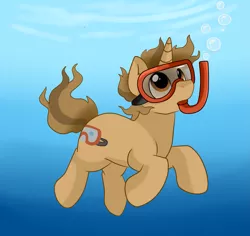 Size: 1937x1827 | Tagged: safe, artist:pridark, derpibooru import, oc, oc:blurblob, unofficial characters only, pony, unicorn, cute, diving goggles, goggles, male, scuba, scuba diving, snorkel, snorkeling, solo, stallion, underwater