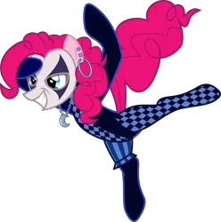 Size: 5956x6000 | Tagged: absurd resolution, alternate universe, artist:magister39, derpibooru import, harlequin, mask, nightmareverse, pinkie pie, safe, simple background, solo, transparent background, vector