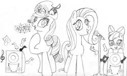 Size: 13056x7824 | Tagged: absurd resolution, apple bloom, artist:tay-houby, derpibooru import, fluttershy, karaoke, microphone, rarity, safe, singing