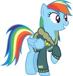 Size: 6001x6187 | Tagged: absurd resolution, artist:deratrox, bomber jacket, clothes, derpibooru import, jacket, rainbow dash, safe, simple background, solo, .svg available, top bolt, transparent background, vector