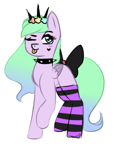 Size: 373x482 | Tagged: safe, artist:oreomonsterr, derpibooru import, oc, oc:pastel flower, unofficial characters only, pegasus, pony, 2017 community collab, derpibooru community collaboration, clothes, simple background, socks, solo, striped socks, tongue out, transparent background