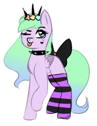 Size: 373x482 | Tagged: safe, artist:oreomonsterr, derpibooru import, oc, oc:pastel flower, unofficial characters only, pegasus, pony, 2017 community collab, derpibooru community collaboration, clothes, simple background, socks, solo, striped socks, tongue out, transparent background