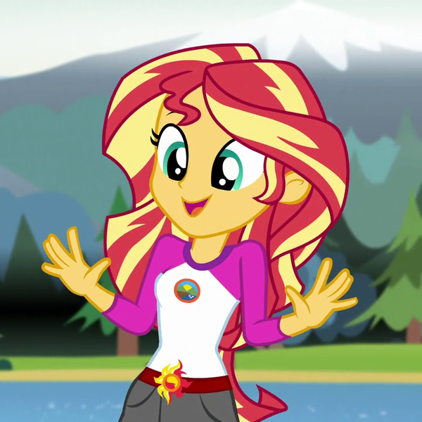 Size: 720x720 | Tagged: safe, derpibooru import, screencap, sunset shimmer, equestria girls, legend of everfree, cropped, cute, jazz hands, shimmerbetes, solo