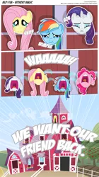 Size: 3300x5888 | Tagged: safe, artist:perfectblue97, derpibooru import, fluttershy, pinkie pie, rainbow dash, rarity, pony, comic:without magic, apple, apple tree, barn, comic, context is for the weak, crying, food, sweet apple acres, tree