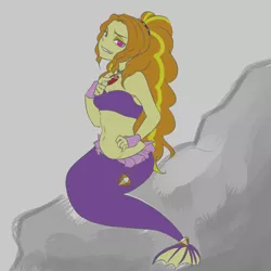 Size: 1000x1000 | Tagged: suggestive, artist:raika0306, derpibooru import, adagio dazzle, mermaid, equestria girls, rainbow rocks, adagio dat-azzle, bandeau, belly button, curvy, female, jewelry, looking at you, mermaidized, midriff, pendant, smiling, solo, solo female, species swap, thick, wide hips